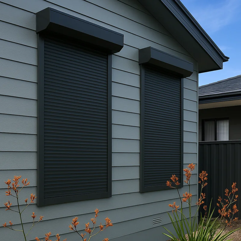 3D render of insulated aluminium roller shutters showing modern design and smooth operation